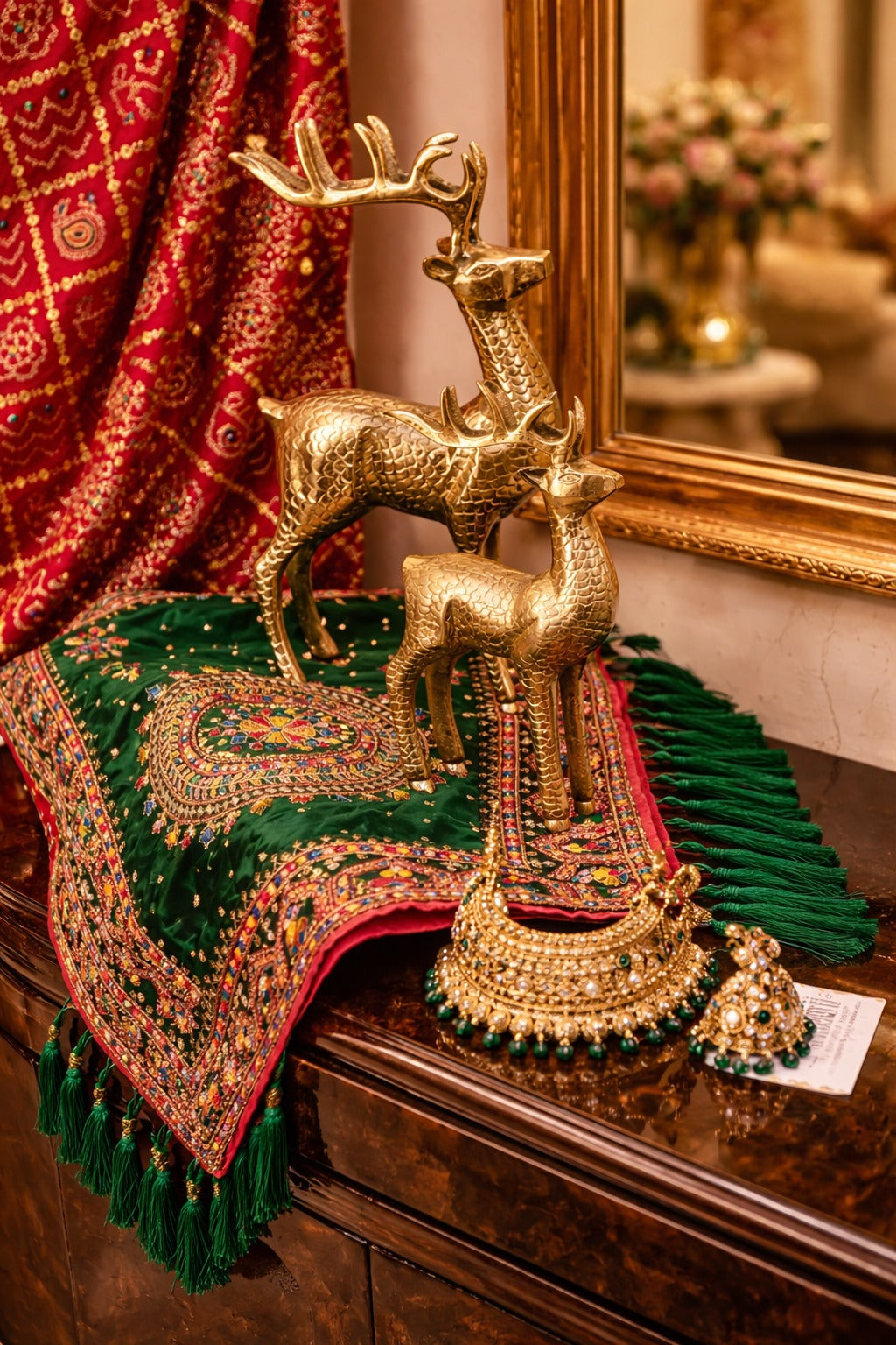 Rani Pink Heavily Embroided Silk Saree