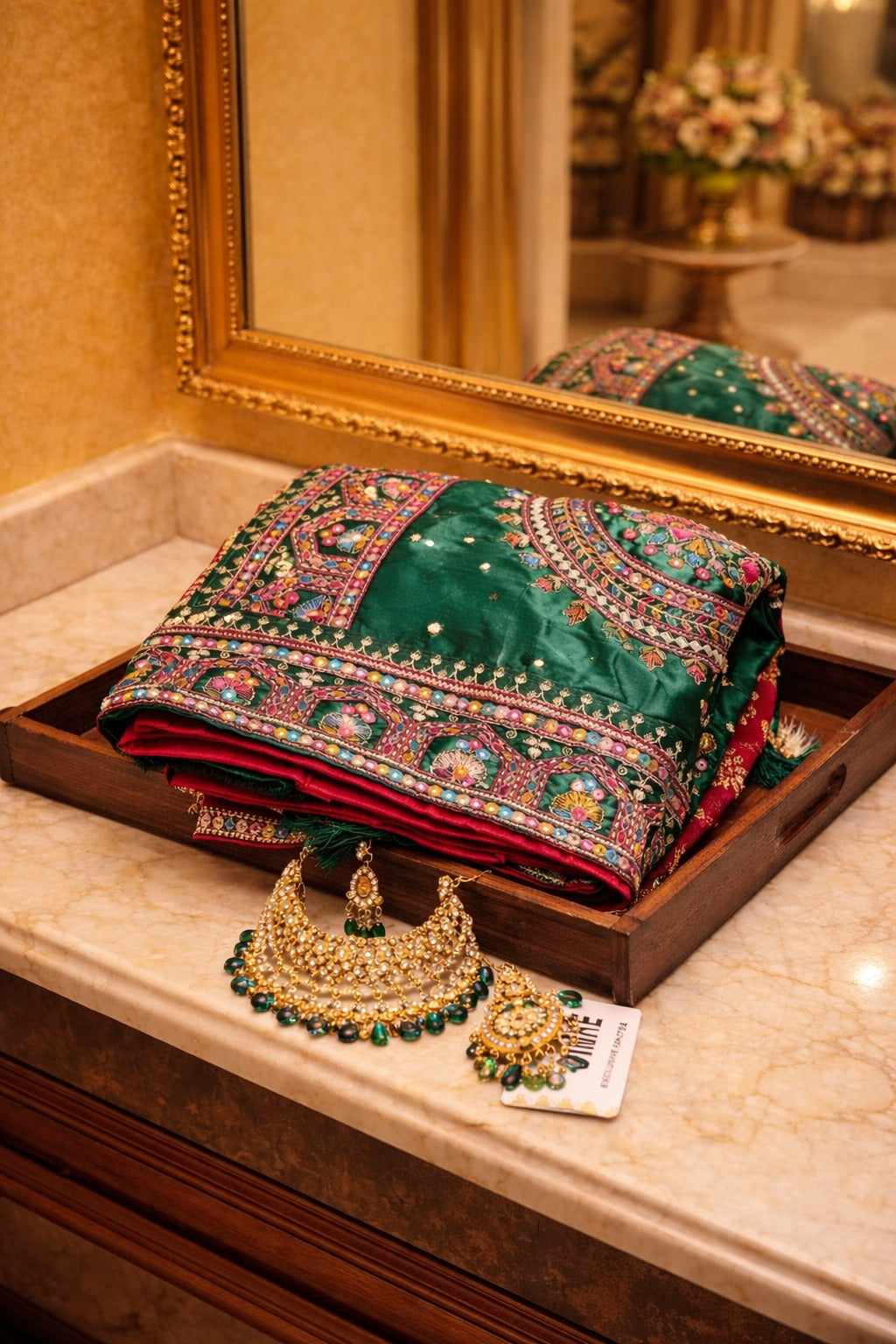 Rani Pink Heavily Embroided Silk Saree