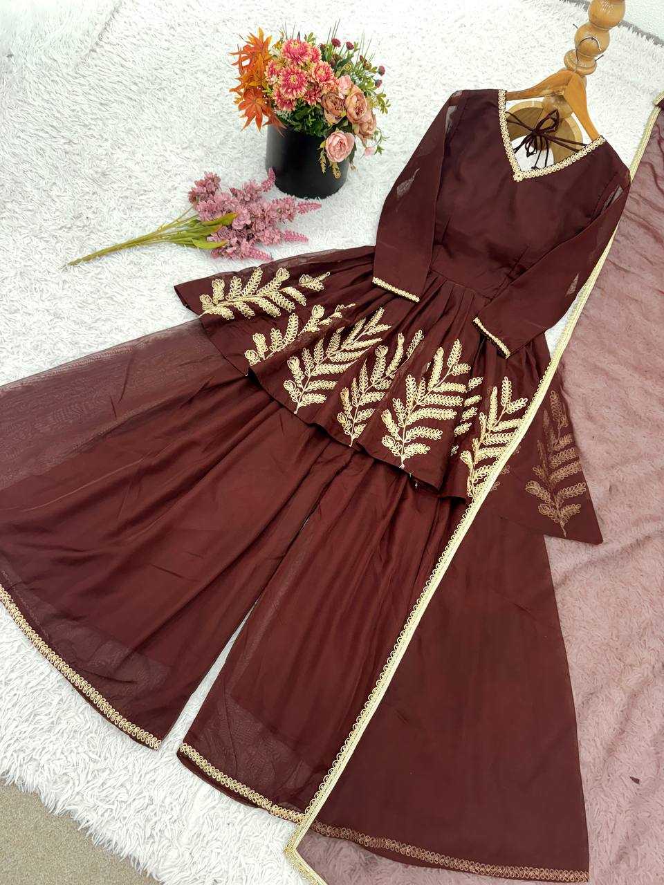 Georgette Embroidered Sharara Salwar Suit UNV-ST-050