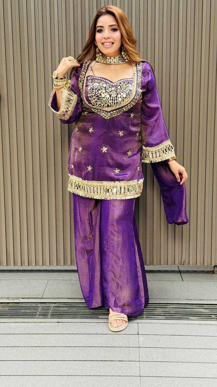 Designer Embroidered Plazzo Suit (Lavender Purple) UNV-ST-001