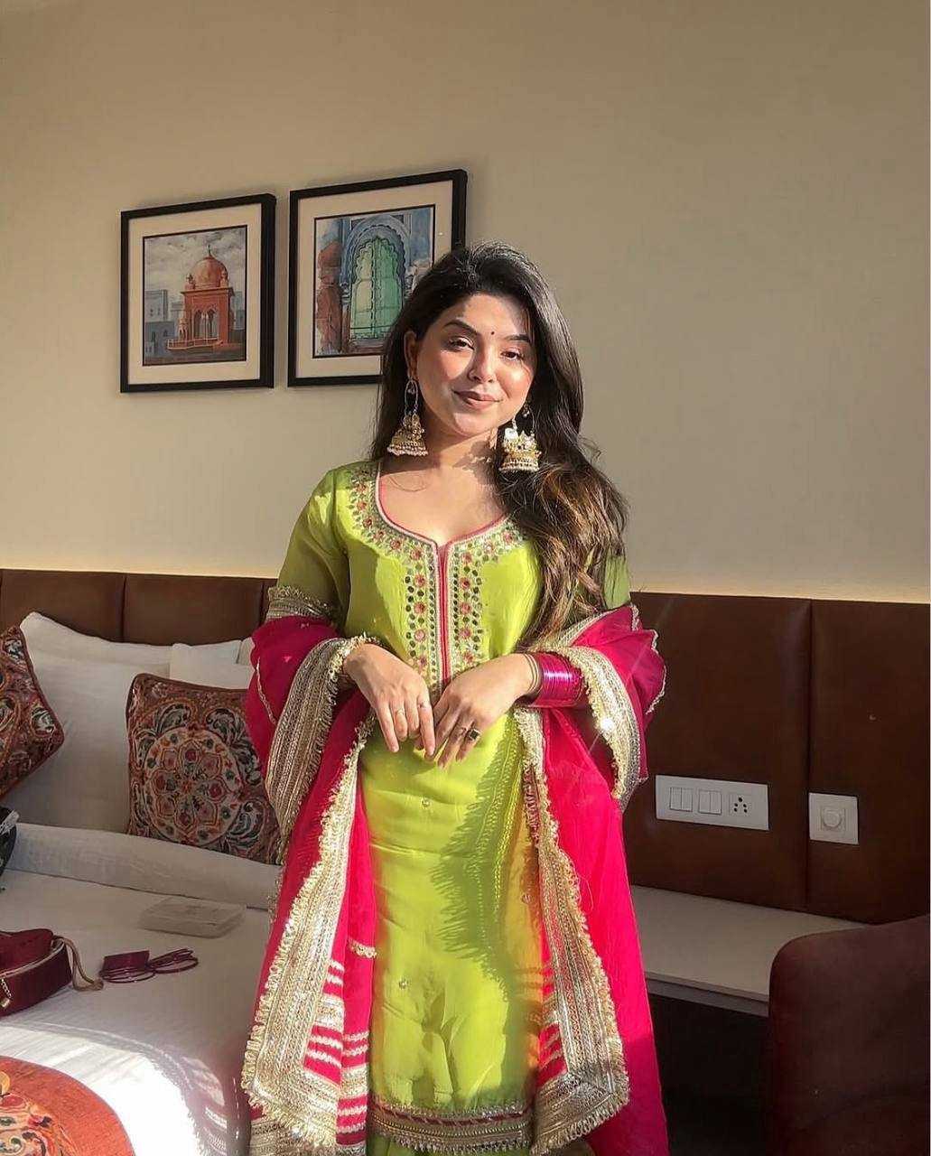 Chinon Embroidered Sharara Salwar Suit UNV-ST-046