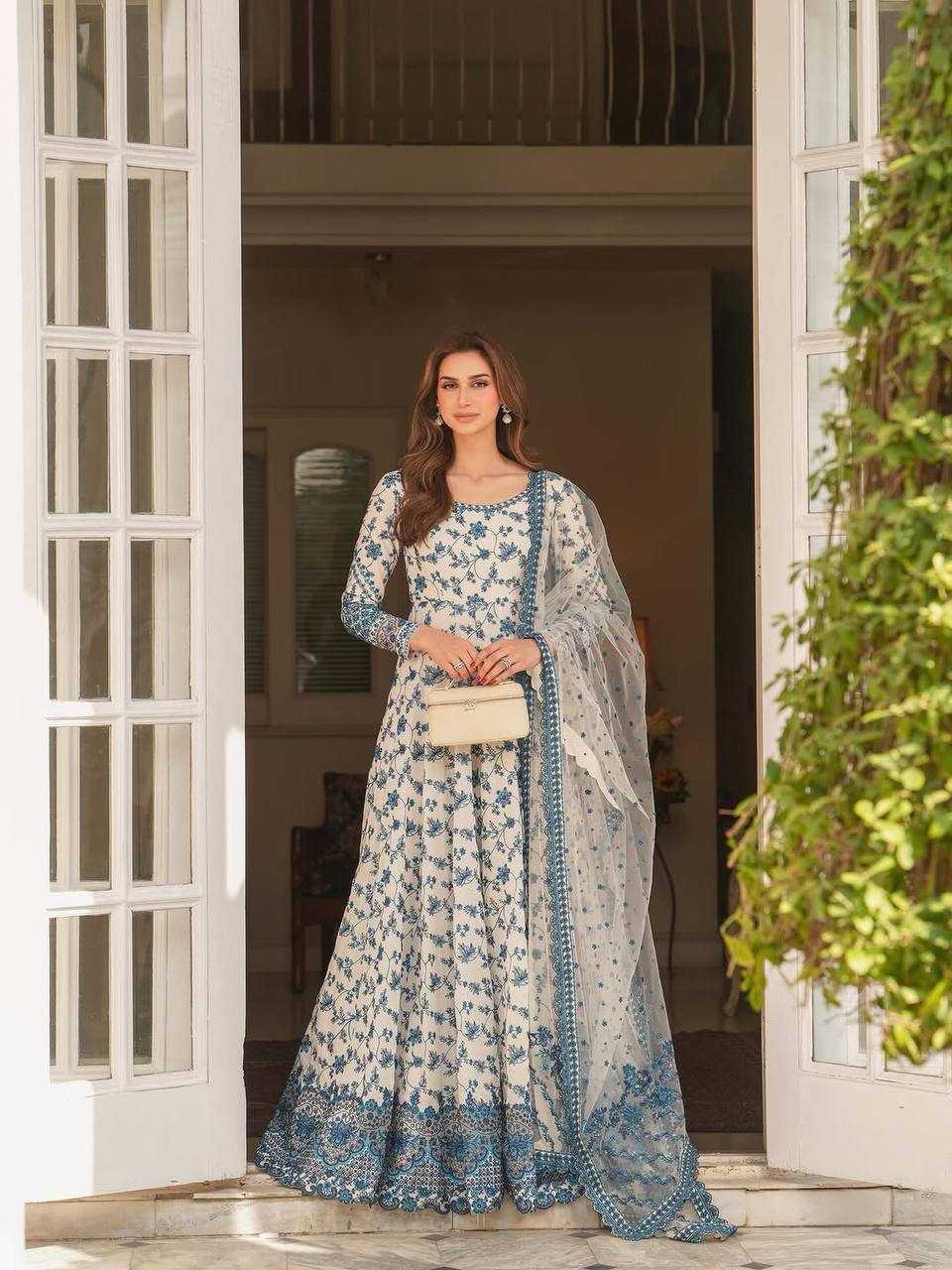 Georgette Embroidered Gown (Blue) UNV-GN-002