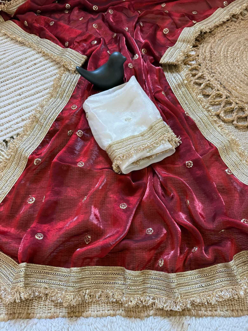 Satin Designer Ghazal saree (Wine) UNV-SR-022