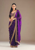 Chiffon Sequin Embroidered Saree (Purple) UNV-SR-001
