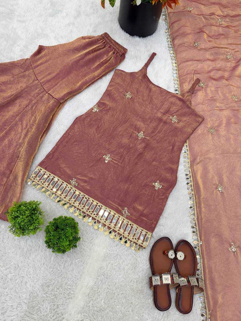 Fendy Embroidered Sharara Salwar Suit (Maroon) UNV-ST-027