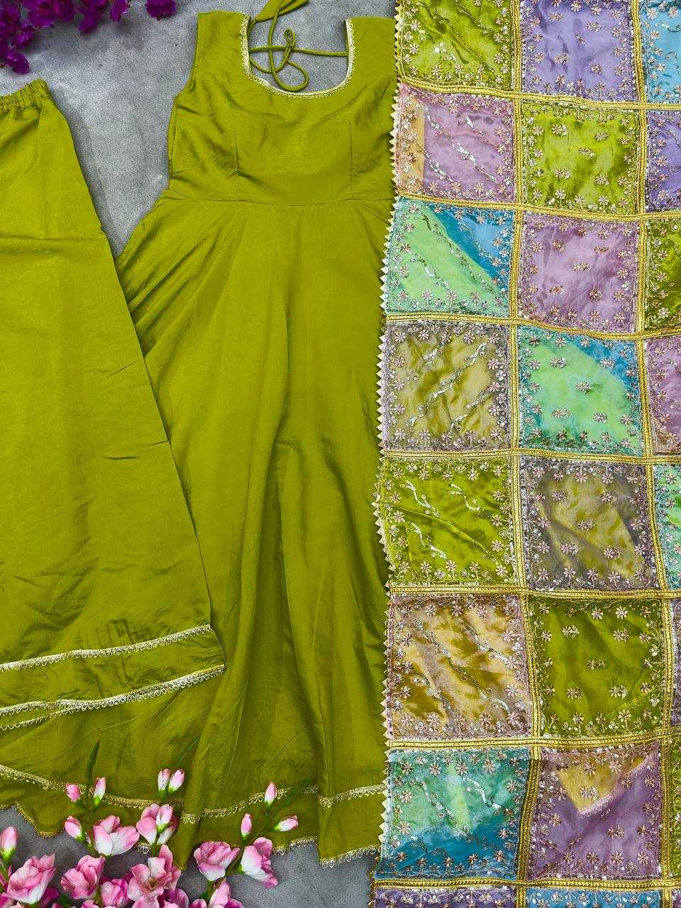 Shimmer Silk Embroidered Palazzo Suit UNV-ST-030