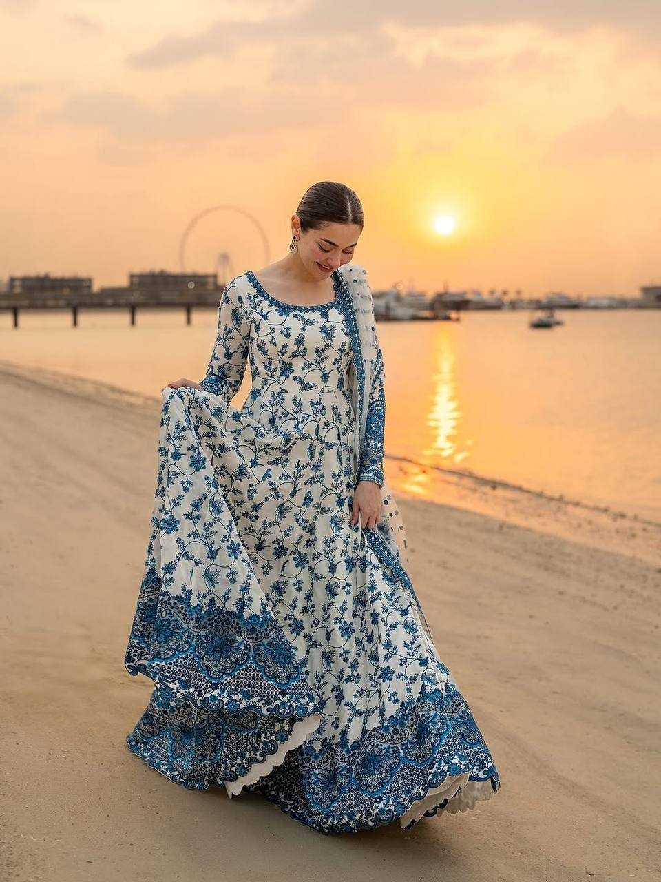 Georgette Embroidered Gown (Blue) UNV-GN-002