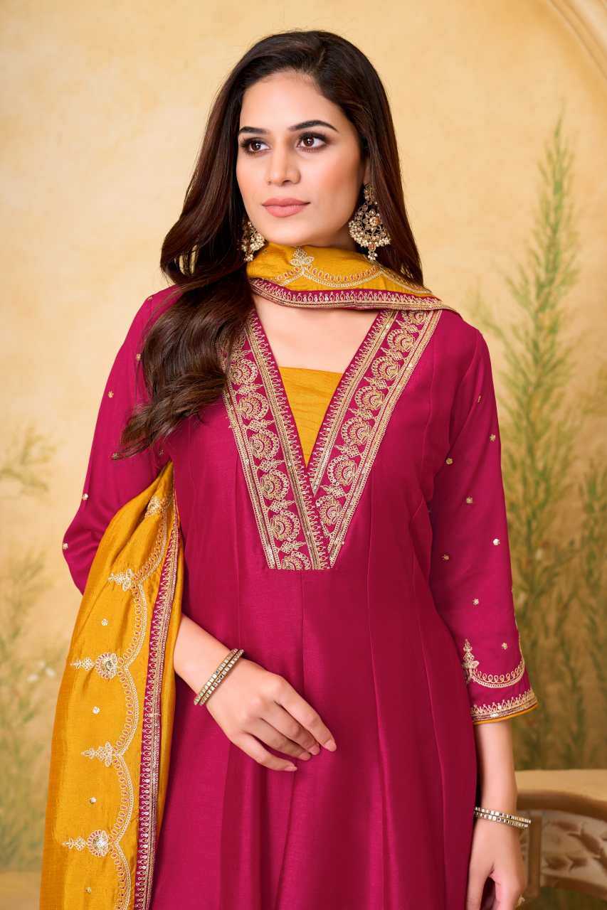 Vichitra Silk Anarkali Suit (Rani) UNV-ST-019