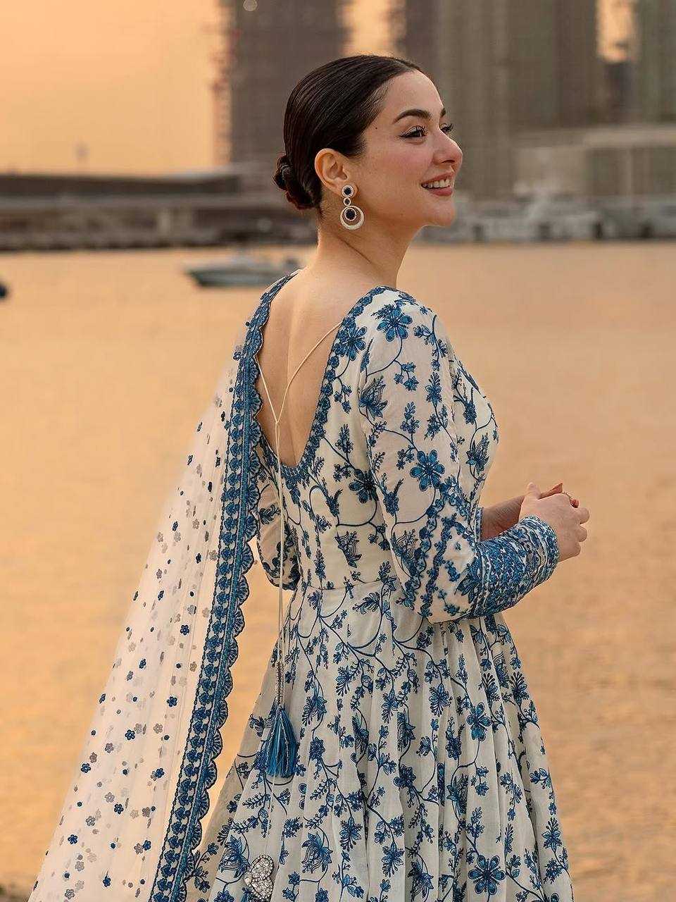 Georgette Embroidered Gown (Blue) UNV-GN-002