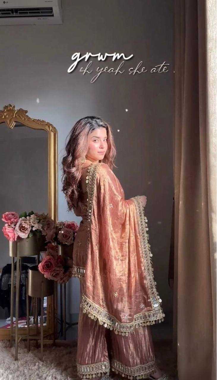 Fendy Embroidered Sharara Salwar Suit (Maroon) UNV-ST-027