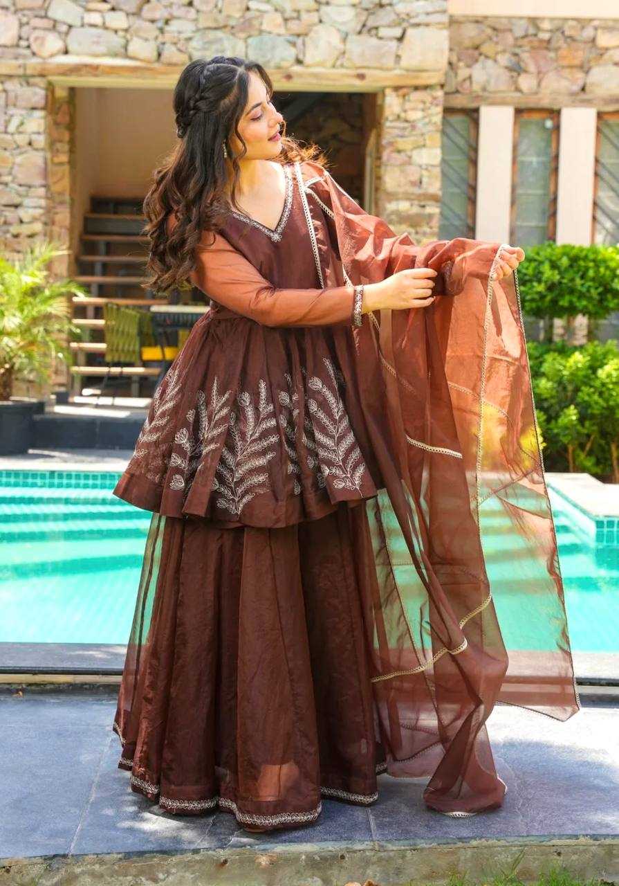 Georgette Embroidered Sharara Salwar Suit UNV-ST-050