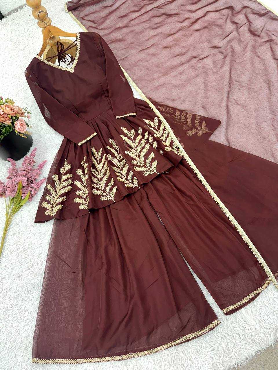 Georgette Embroidered Sharara Salwar Suit UNV-ST-050