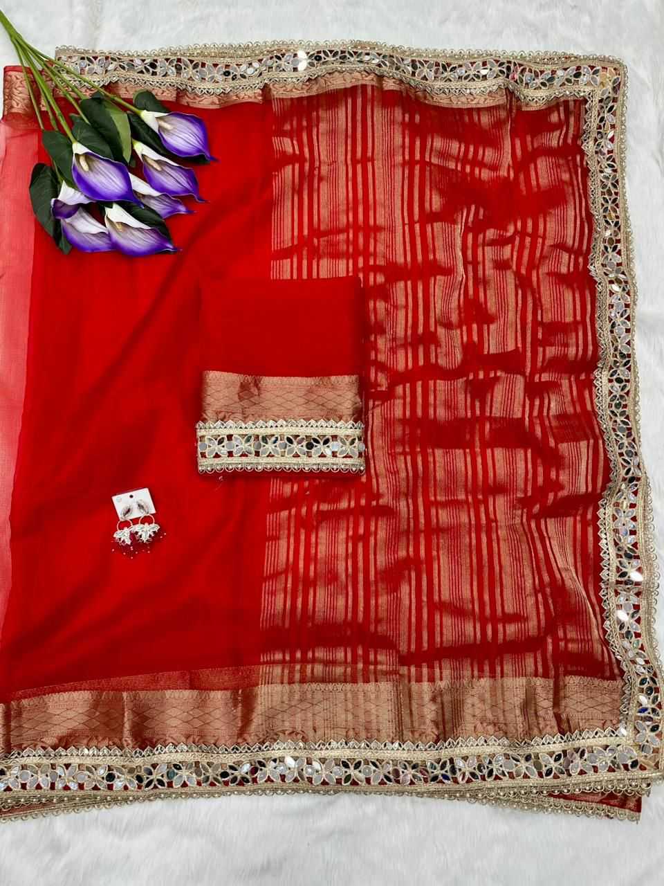 Aaira Tissue Silk Saree (Red) UNV-SR-020