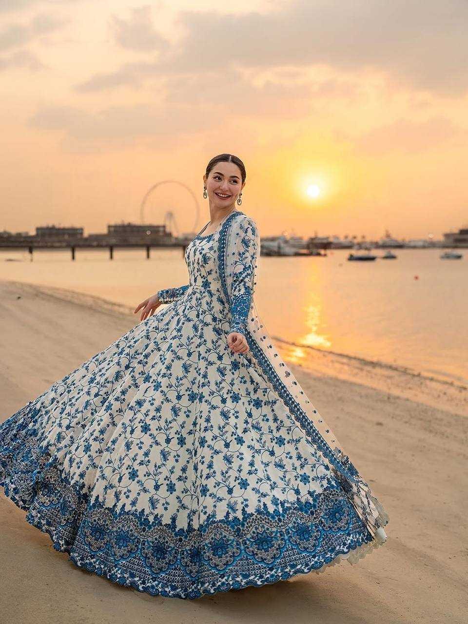 Georgette Embroidered Gown (Blue) UNV-GN-002