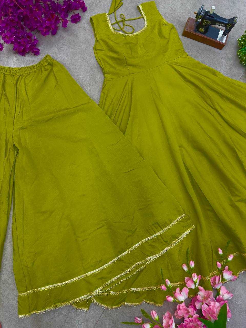 Shimmer Silk Embroidered Palazzo Suit UNV-ST-030
