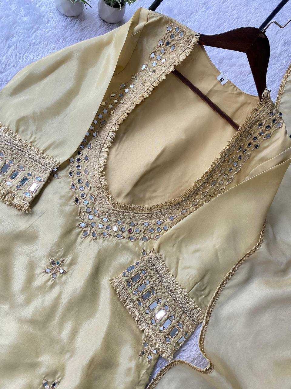 Designer Embroidered Plazzo Suit (Cream) UNV-ST-001