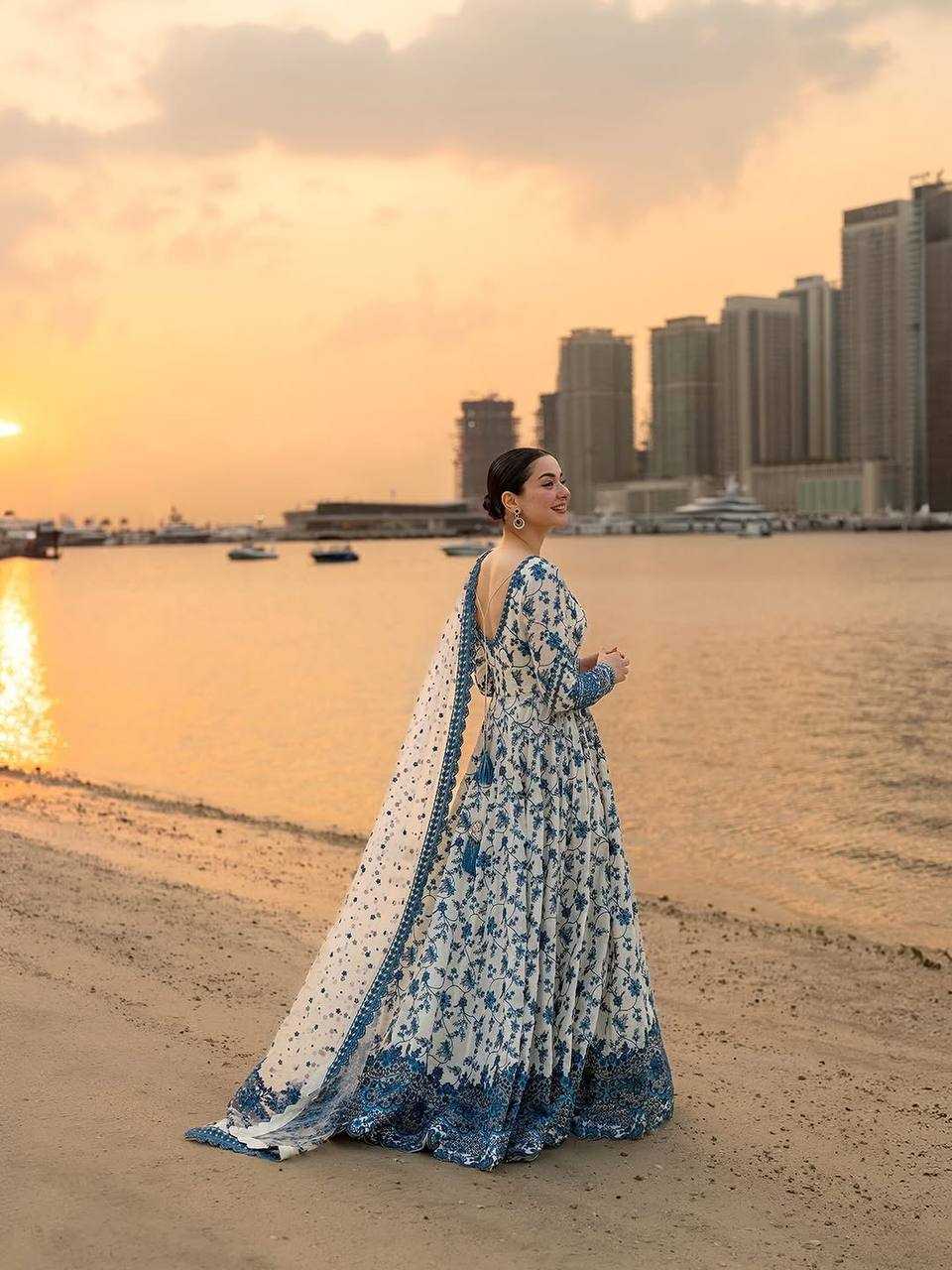Georgette Embroidered Gown (Blue) UNV-GN-002