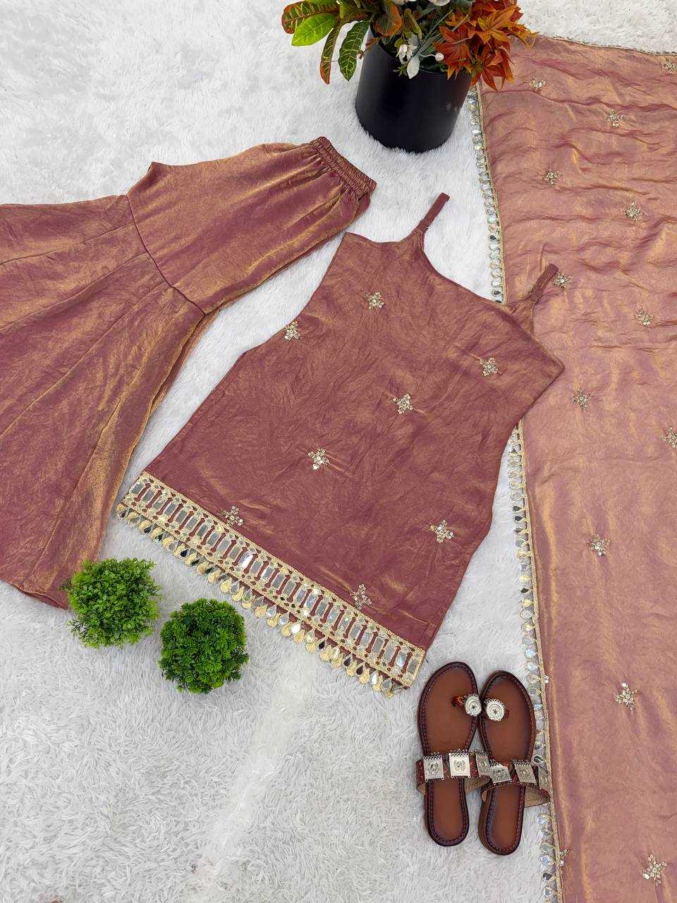 Fendy Embroidered Sharara Salwar Suit (Maroon) UNV-ST-027