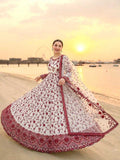 Georgette Embroidered Gown (Maroon) UNV-GN-002