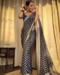 Banarasi Lichi Silk saree (Navy Blue) UNV-SR-021