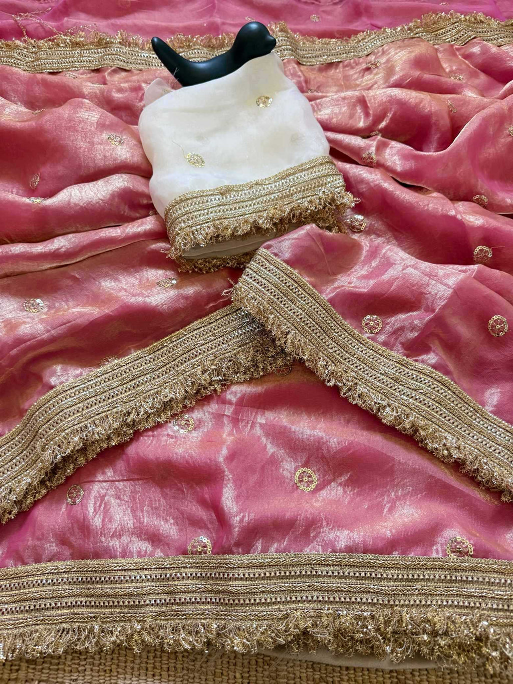 Satin Designer Ghazal saree (Peach) UNV-SR-022