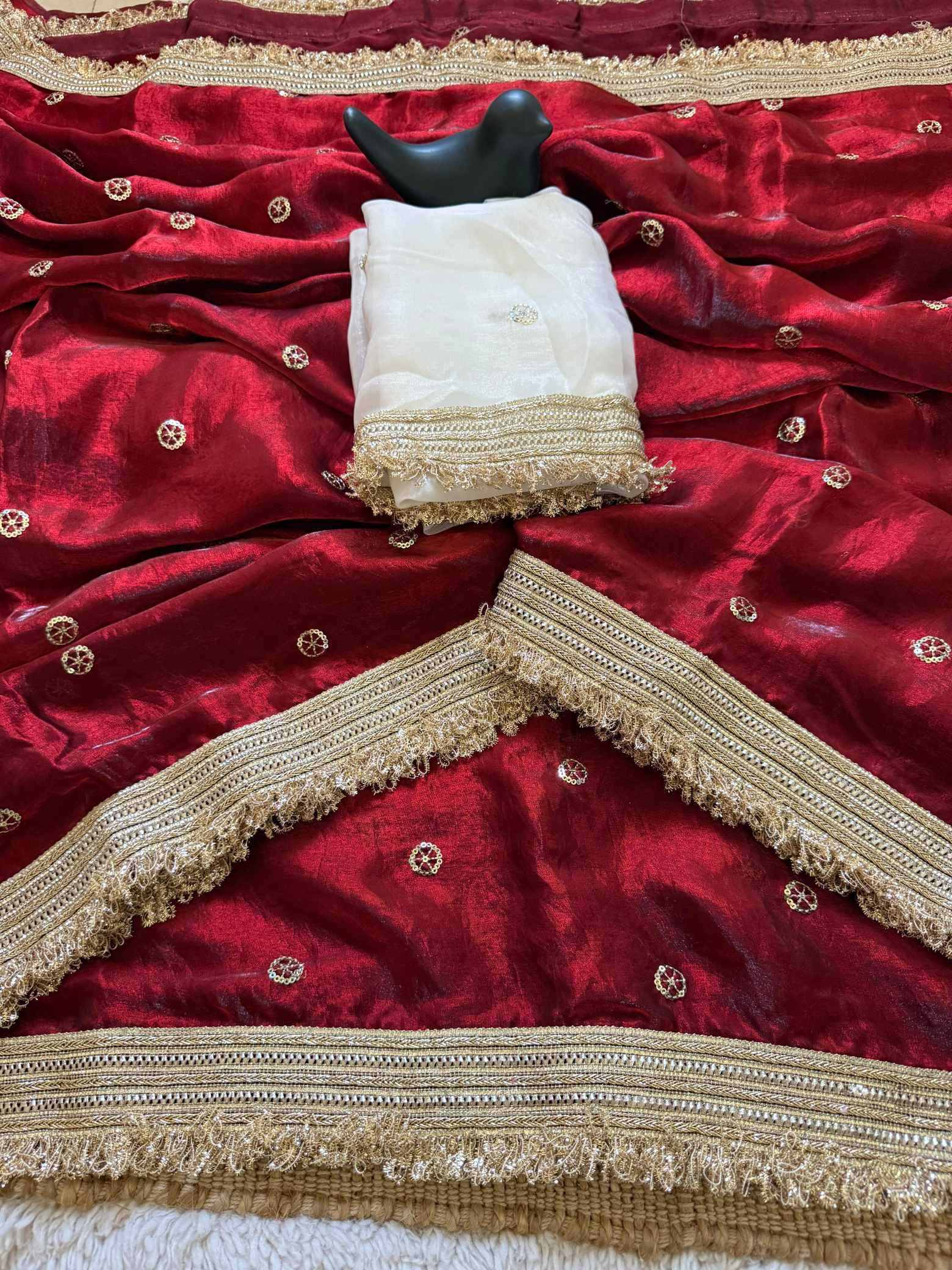 Satin Designer Ghazal saree (Wine) UNV-SR-022