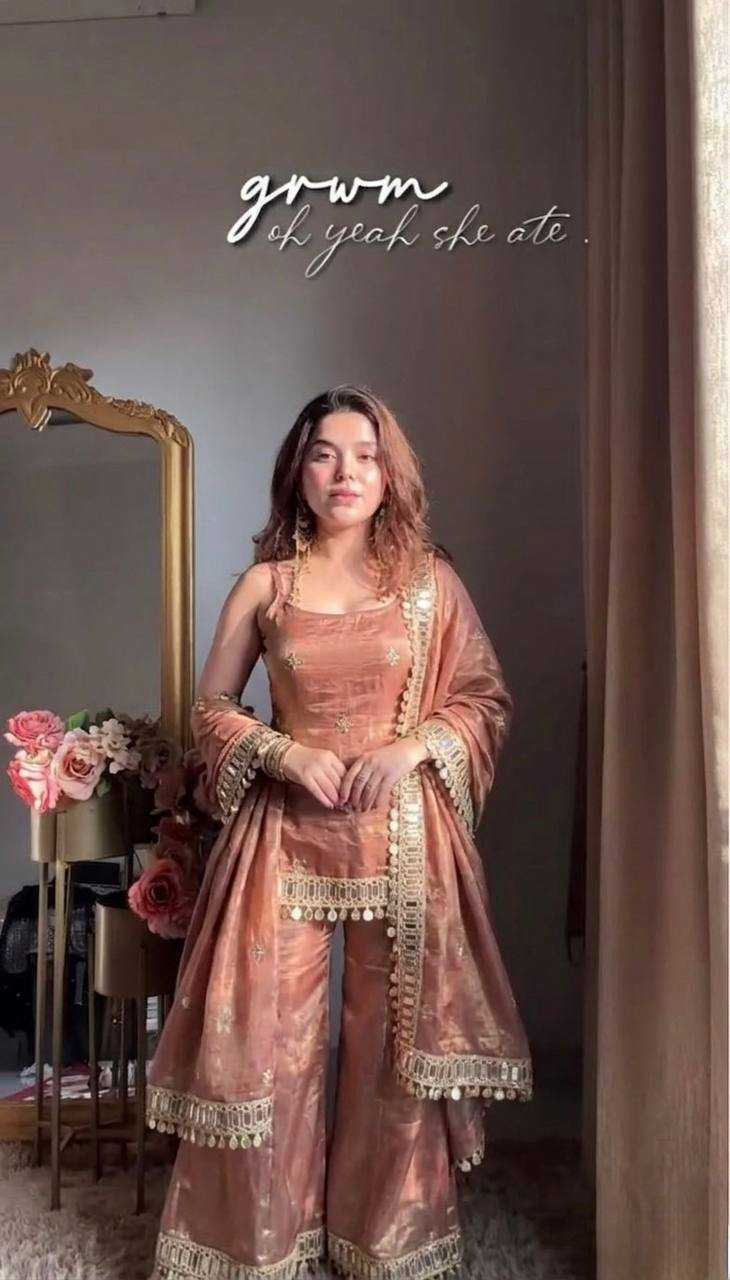 Fendy Embroidered Sharara Salwar Suit (Maroon) UNV-ST-027