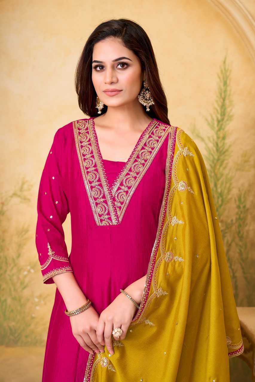 Vichitra Silk Anarkali Suit (Rani) UNV-ST-019