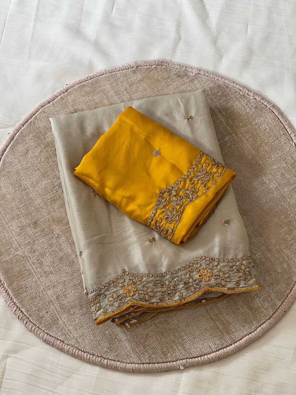 Rangoli Silk Butta Embroidered saree (Beige) UNV-SR-008