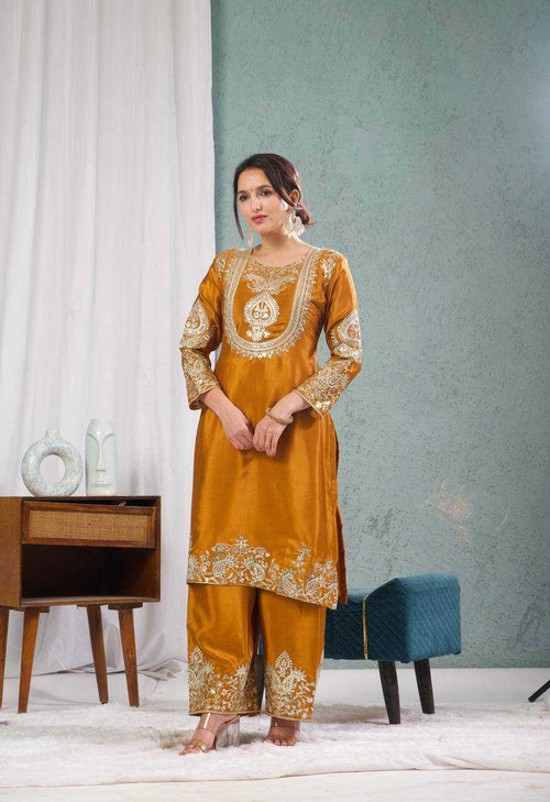 Chinon Silk Suit (Mustard) UNV-ST-004