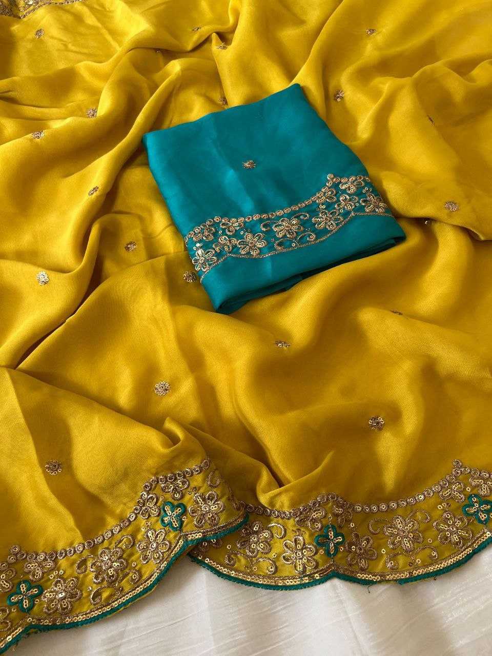 Rangoli Silk Butta Embroidered saree (Mustard) UNV-SR-008