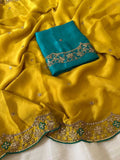 Rangoli Silk Butta Embroidered saree (Mustard) UNV-SR-008