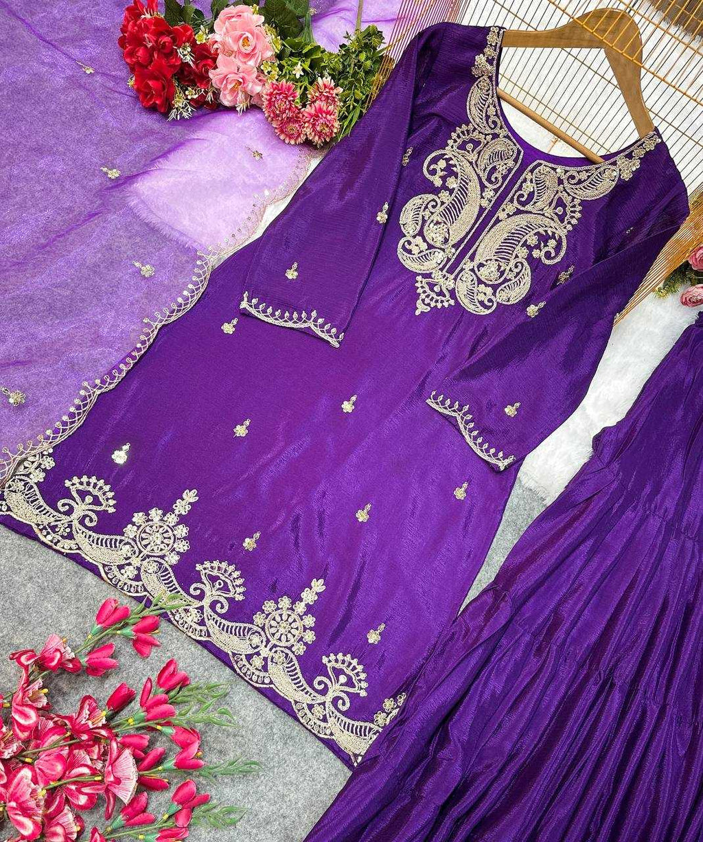 Heavy Chinon Embroidered Sharara Salwar Suit UNV-ST-044