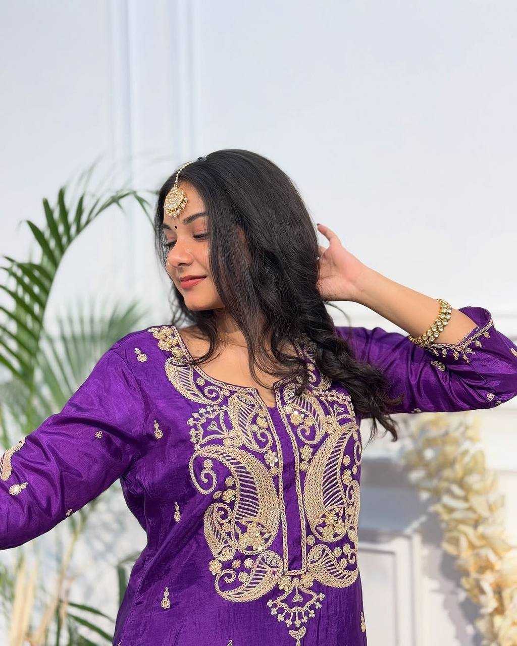 Heavy Chinon Embroidered Sharara Salwar Suit UNV-ST-044