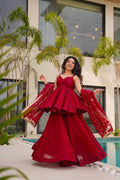 Tabby Organza Silk Sharara Salwar Suit (Red) UNV-ST-037