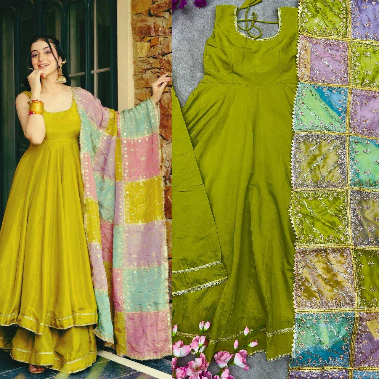 Shimmer Silk Embroidered Palazzo Suit UNV-ST-030