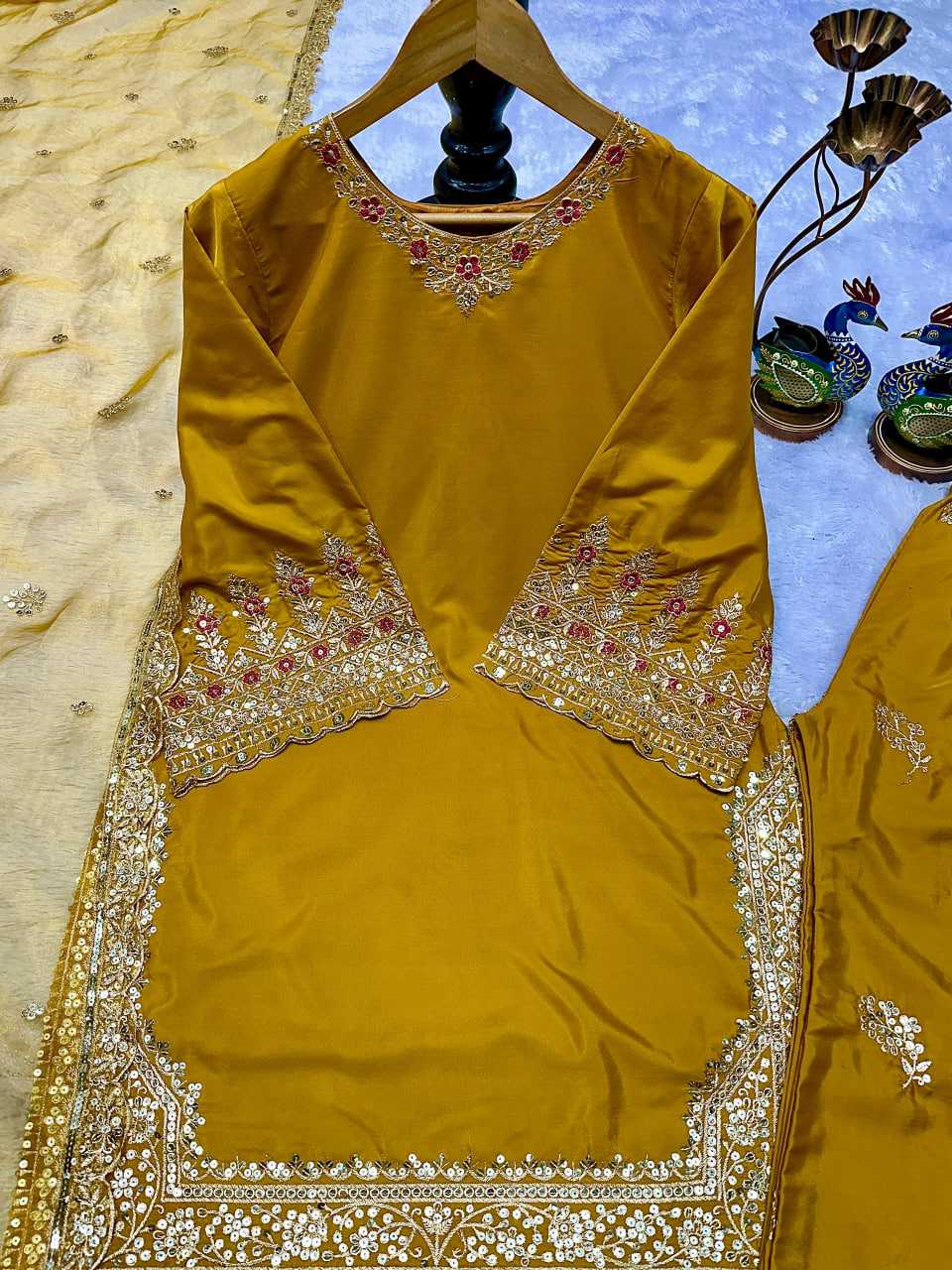 Heavy Crepe Embroidered Palazzo Suit  UNV-ST-047