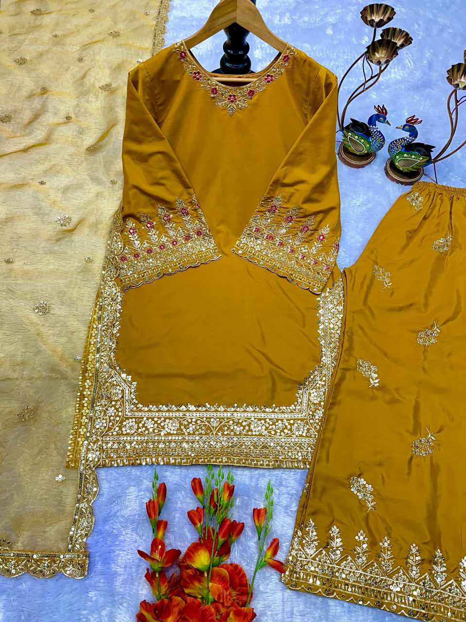 Heavy Crepe Embroidered Palazzo Suit  UNV-ST-047