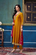 Vichitra Silk Anarkali Suit (Mustard) UNV-ST-019