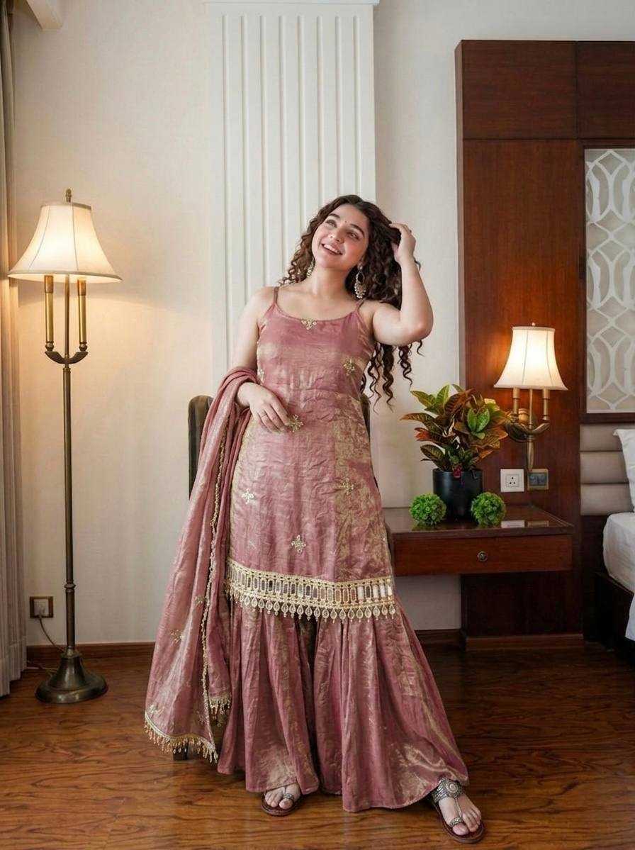 Fendy Embroidered Sharara Salwar Suit (Maroon) UNV-ST-027