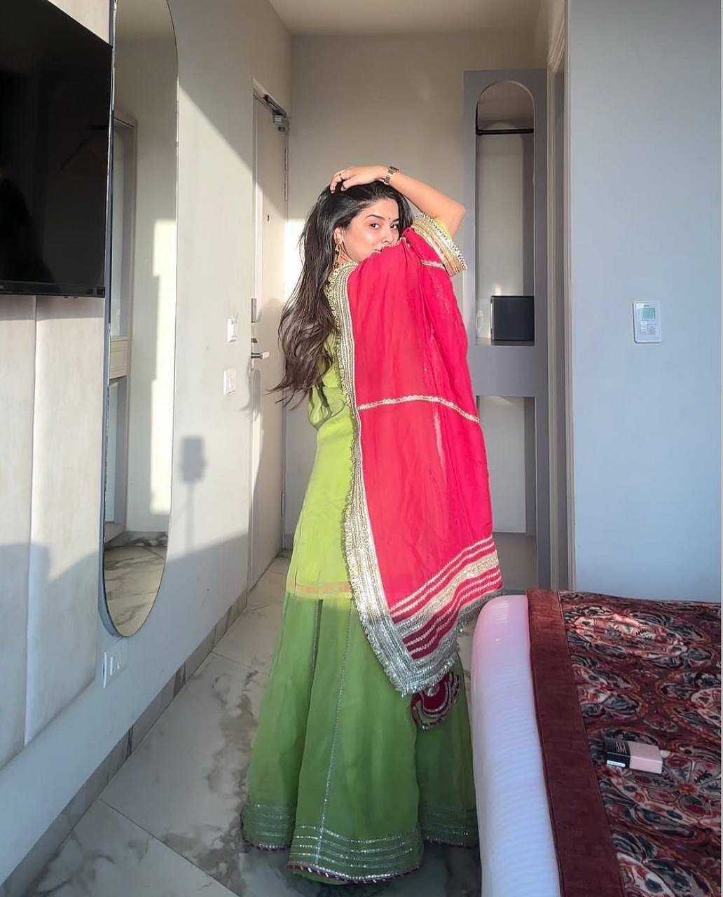 Chinon Embroidered Sharara Salwar Suit UNV-ST-046