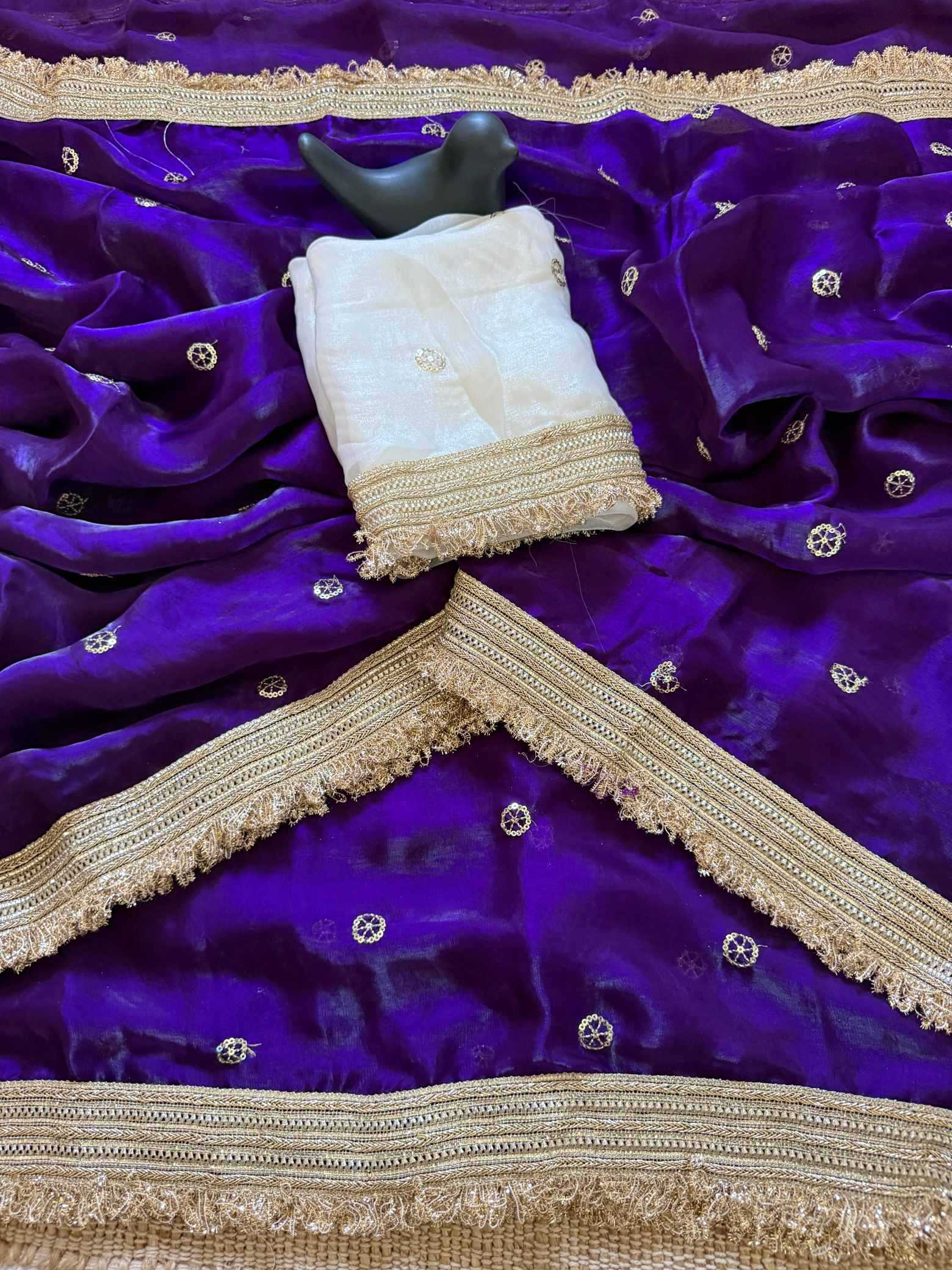 Satin Designer Ghazal saree (Violet) UNV-SR-022