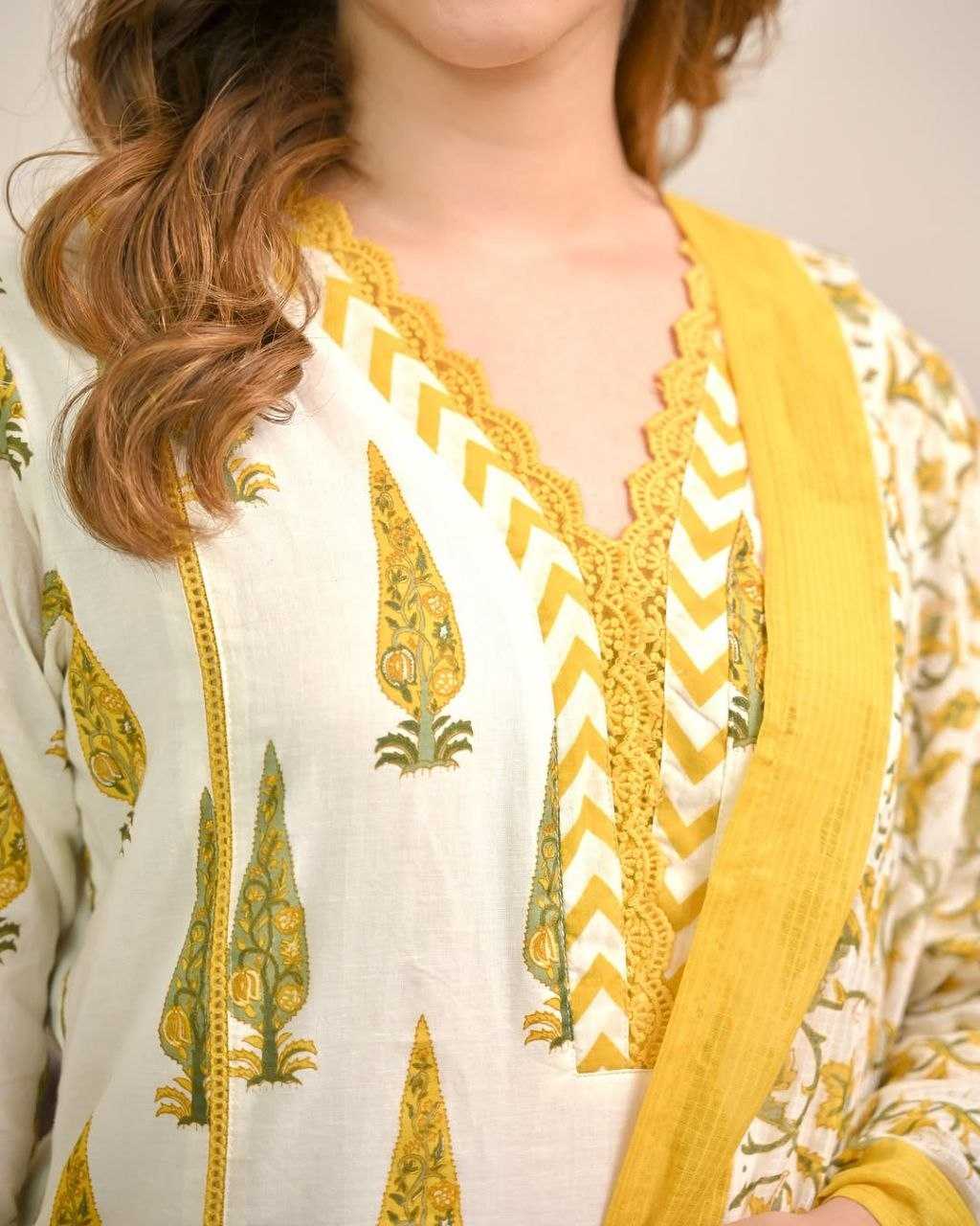 Cotton Printed Suit (Yellow) UNV-ST-021