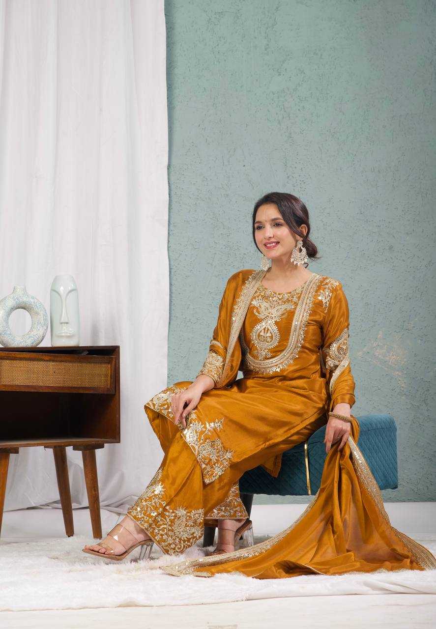 Chinon Silk Suit (Mustard) UNV-ST-004