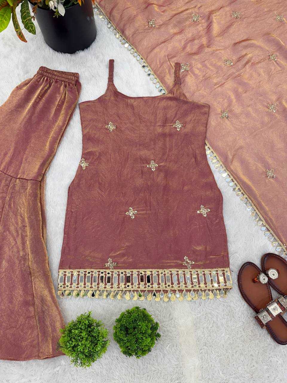 Fendy Embroidered Sharara Salwar Suit (Maroon) UNV-ST-027