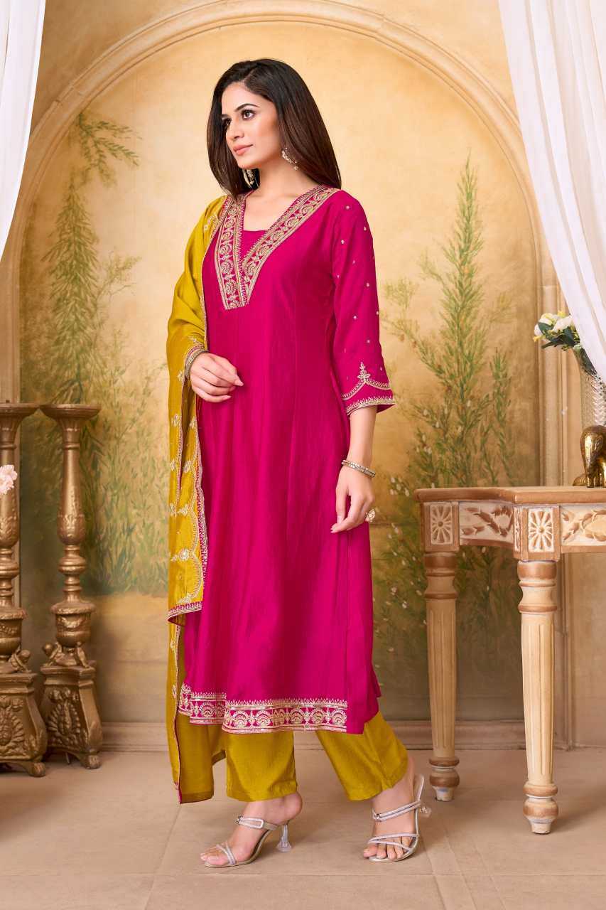 Vichitra Silk Anarkali Suit (Rani) UNV-ST-019