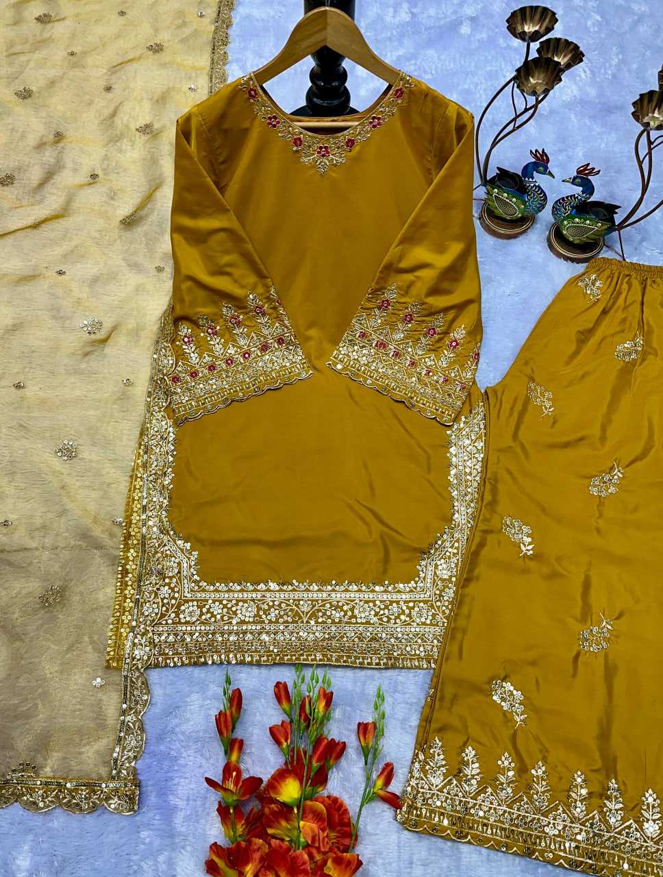 Heavy Crepe Embroidered Palazzo Suit  UNV-ST-047
