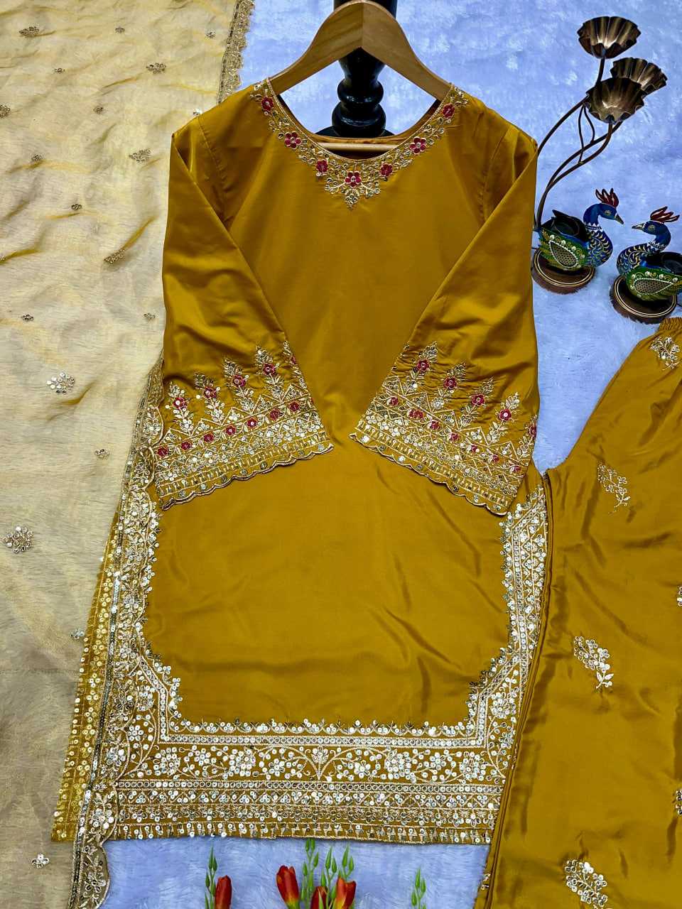 Heavy Crepe Embroidered Palazzo Suit  UNV-ST-047