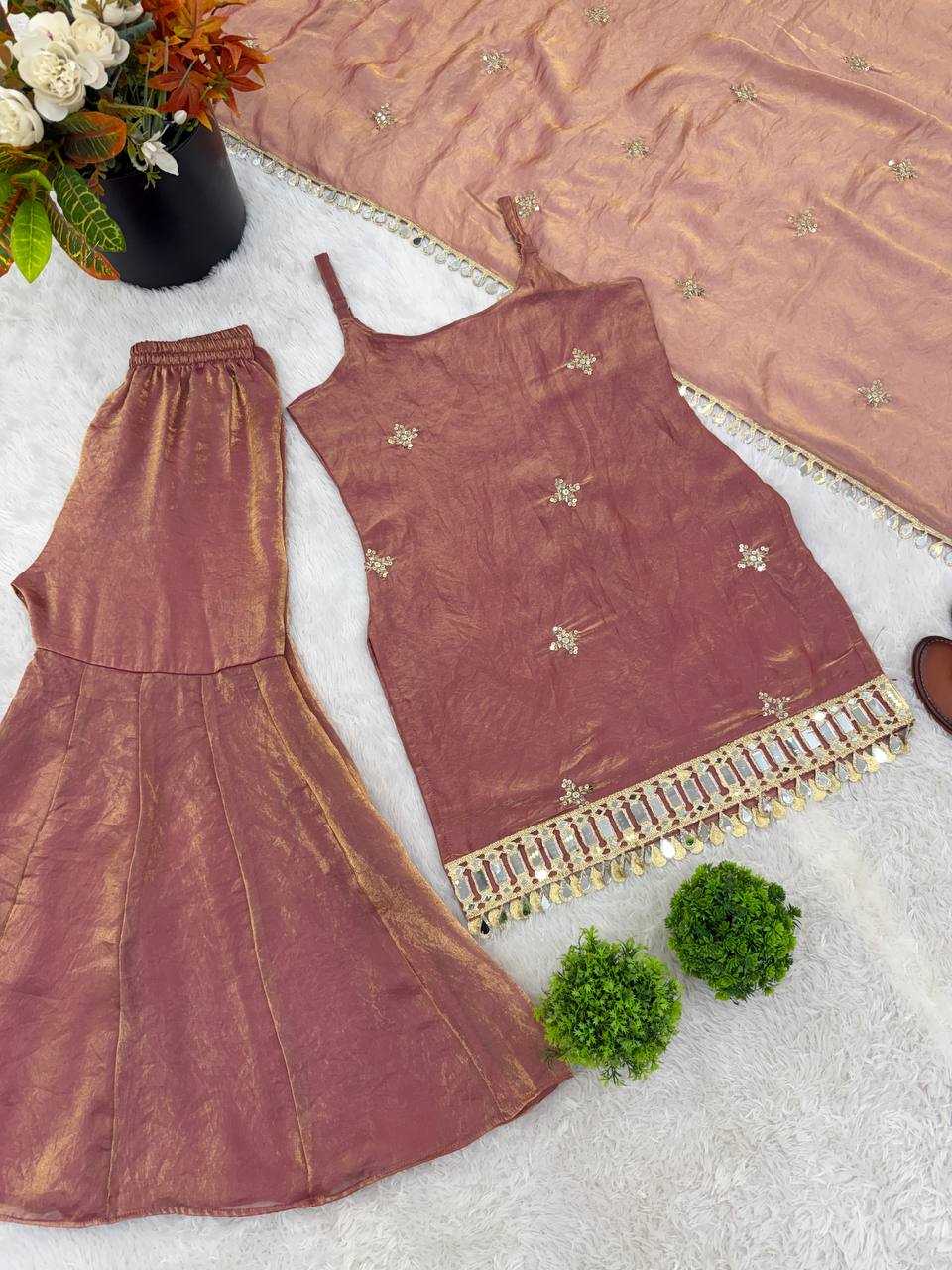 Fendy Embroidered Sharara Salwar Suit (Maroon) UNV-ST-027