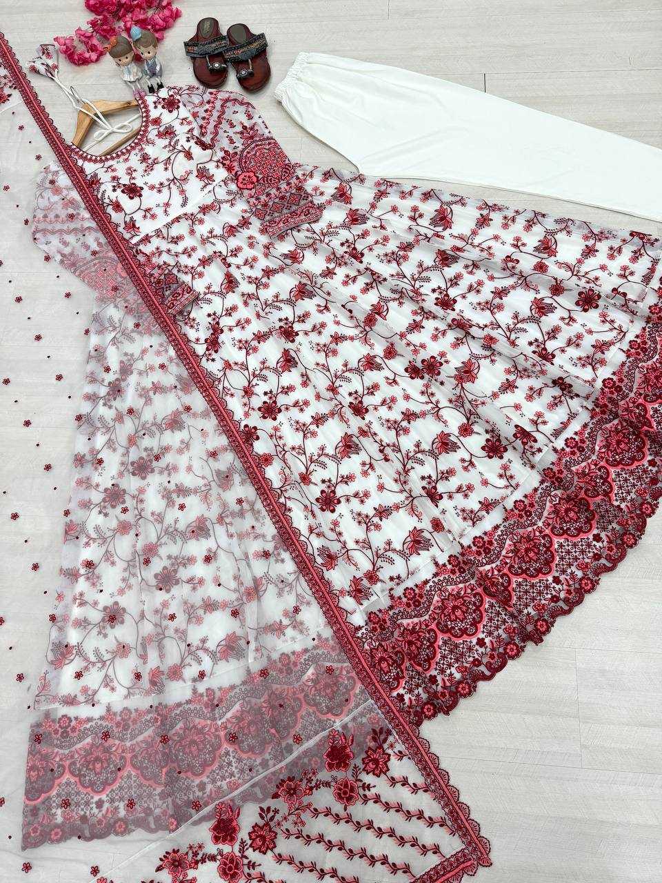 Georgette Embroidered Gown (Maroon) UNV-GN-002